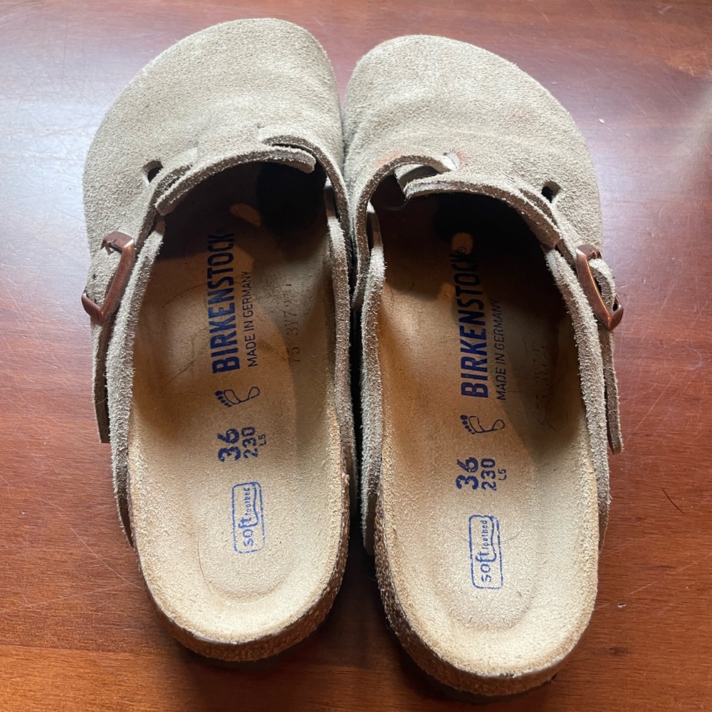 Birkenstock Boston Soft Footbed - Suede Leather (Taupe)